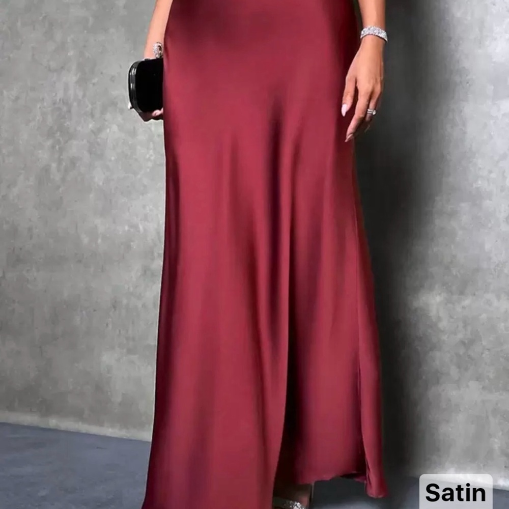 SHEIN Satin Wine A-Line Skirt
